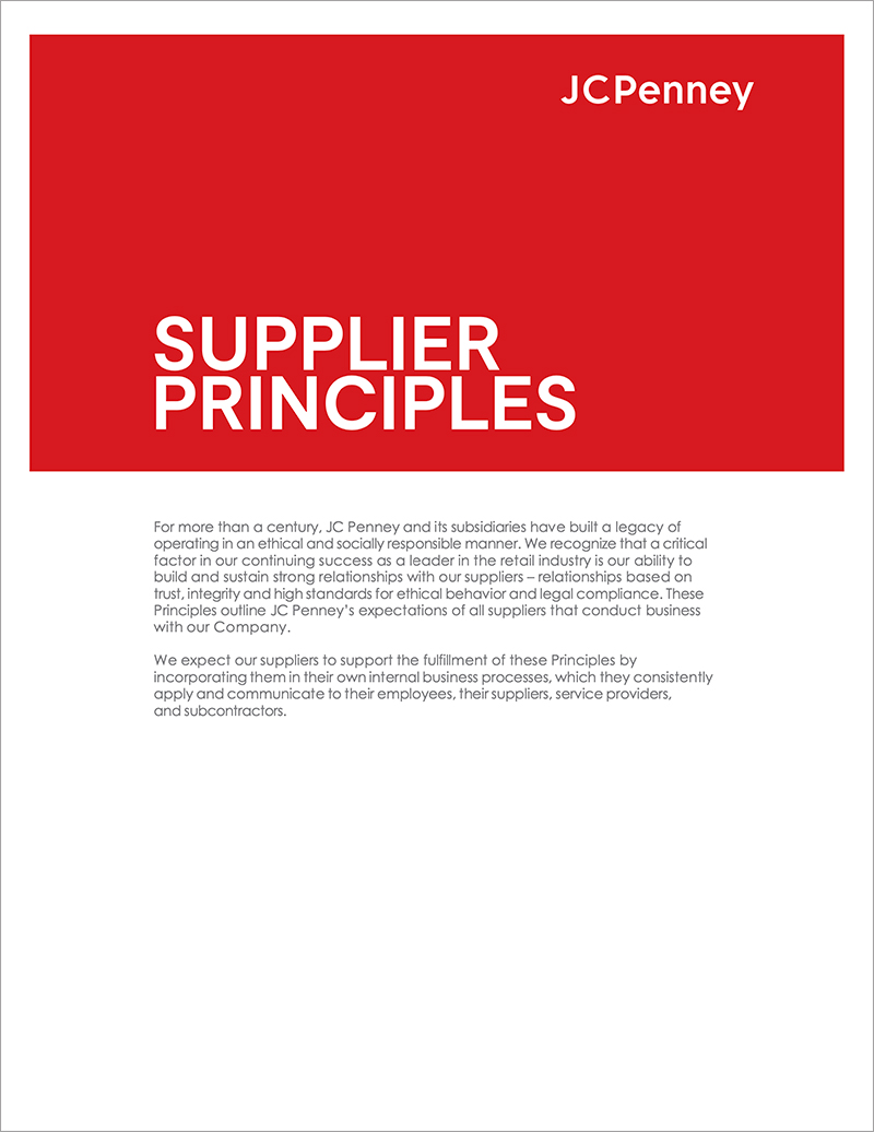 JCPenney Supplier Principles